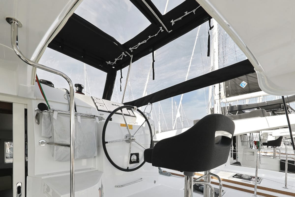 Cockpit of Tom & Jerry, a Lagoon 40 catamaran at Općina Sukošan, Croatia