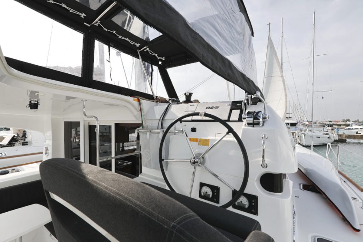 Cockpit of Tom & Jerry, a Lagoon 40 catamaran at Općina Sukošan, Croatia