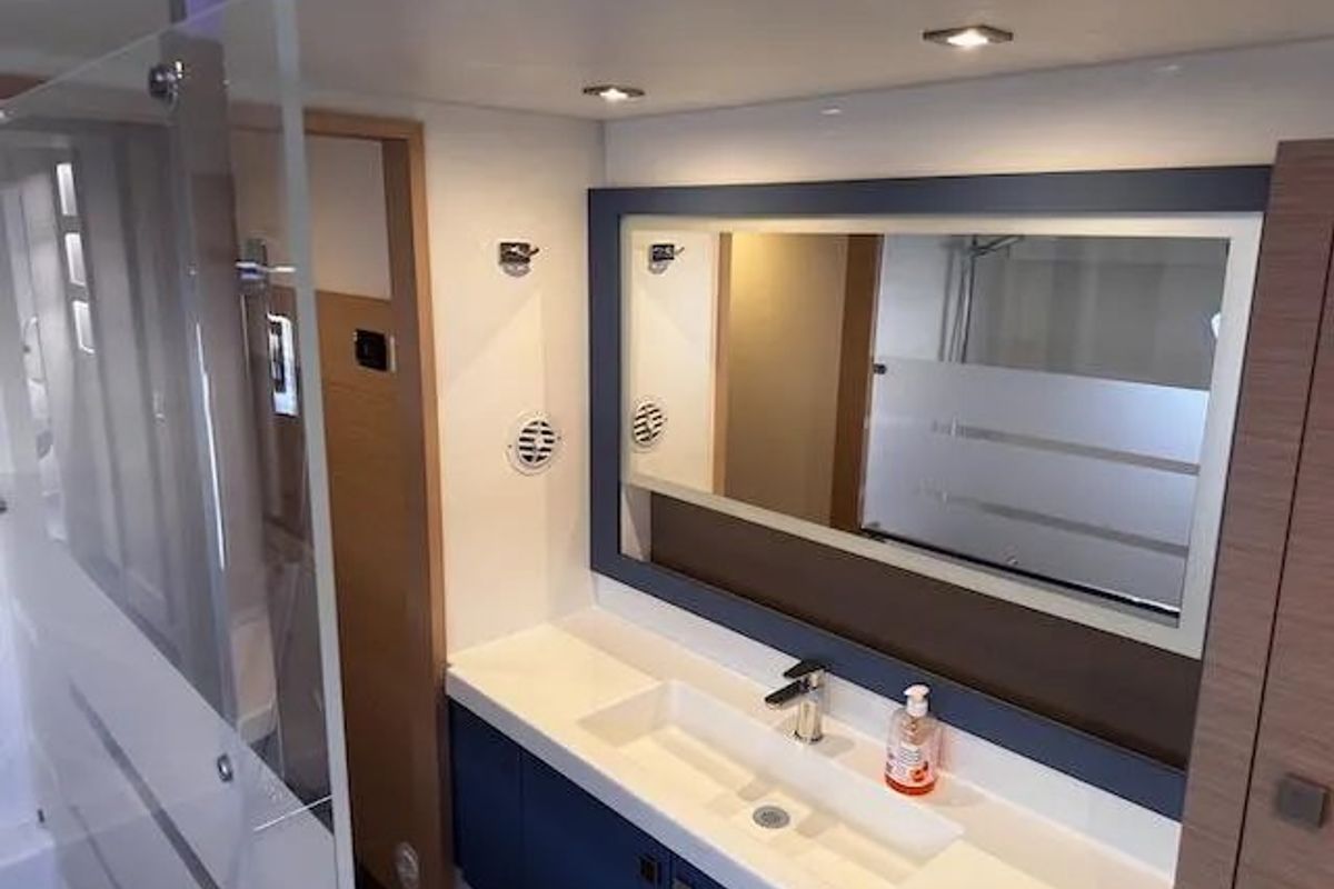 Head on Kahuna, a Fountaine Pajot Astrea 42 Maestro catamaran at Toulon, France