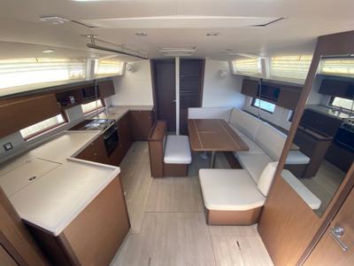 Salon of Yess Boss, a Beneteau Oceanis 46.1 sailboat at Ibiza, Spain