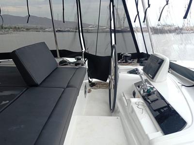 Cockpit of Queen Maro, a Lagoon 46 catamaran at Athens, Greece