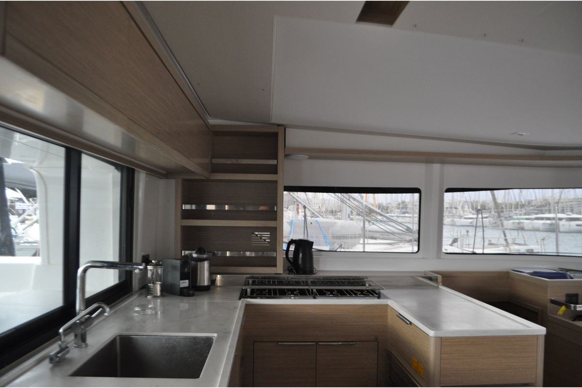 Galley of Queen Maro, a Lagoon 46 catamaran at Athens, Greece