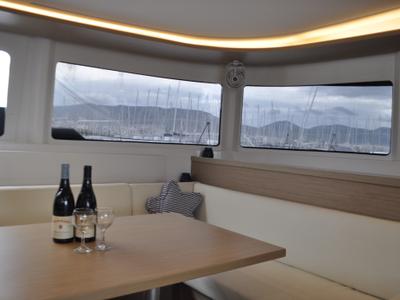 Salon of Queen Maro, a Lagoon 46 catamaran at Athens, Greece