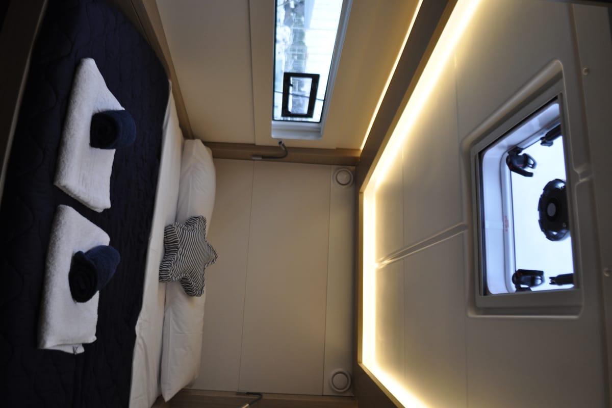 Cabin on Queen Maro, a Lagoon 46 catamaran at Athens, Greece