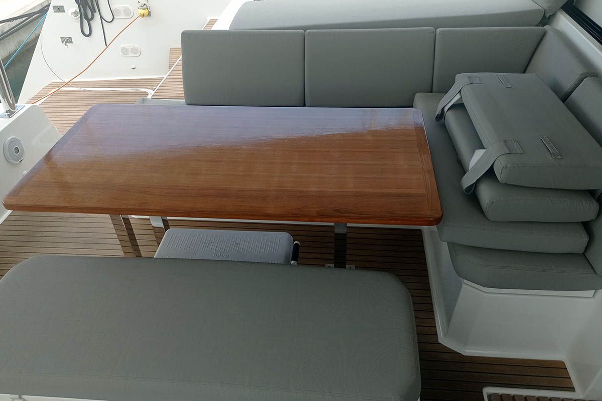 Deck of Coco, a Fountaine Pajot Elba 45 catamaran at Seget Donji, Croatia