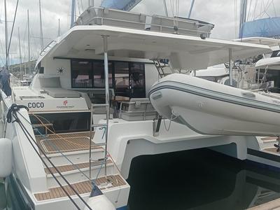 Cockpit of Coco, a Fountaine Pajot Elba 45 catamaran at Seget Donji, Croatia