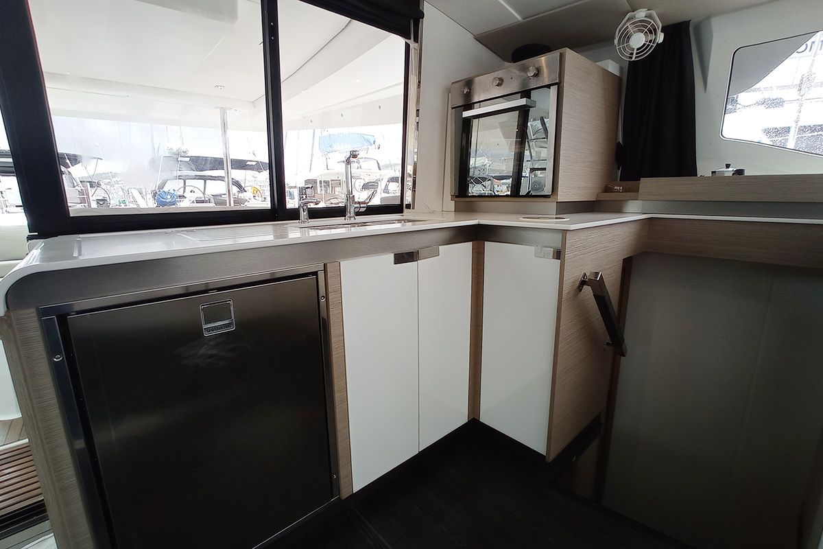 Salon of Coco, a Fountaine Pajot Elba 45 catamaran at Seget Donji, Croatia