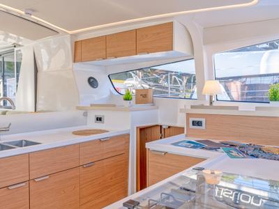 Galley of First Spark, a Bali 4.2 catamaran at Skradin, Croatia