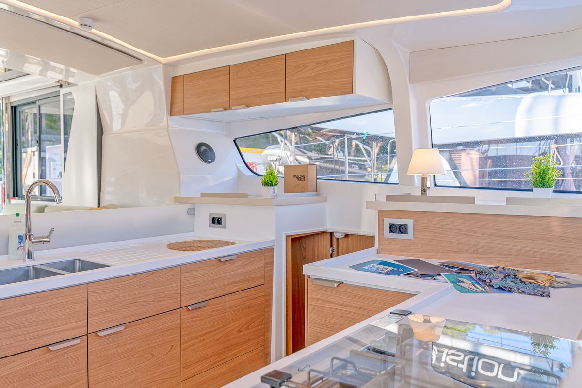 Galley of First Spark, a Bali 4.2 catamaran at Skradin, Croatia