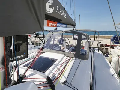 Deck of May, a Beneteau First 36 sailboat at Grad Biograd na Moru, Croatia