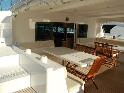 Deck of Cabin I06 (RM), a Catlante catamarans Catlante 600 catamaran at Eden Island Marina, Seychelles