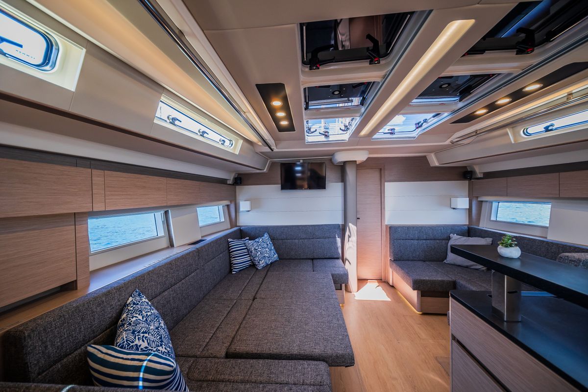 Salon of Oceanelle, a Hanse Yachts Hanse 588 sailboat at Seget Donji, Croatia