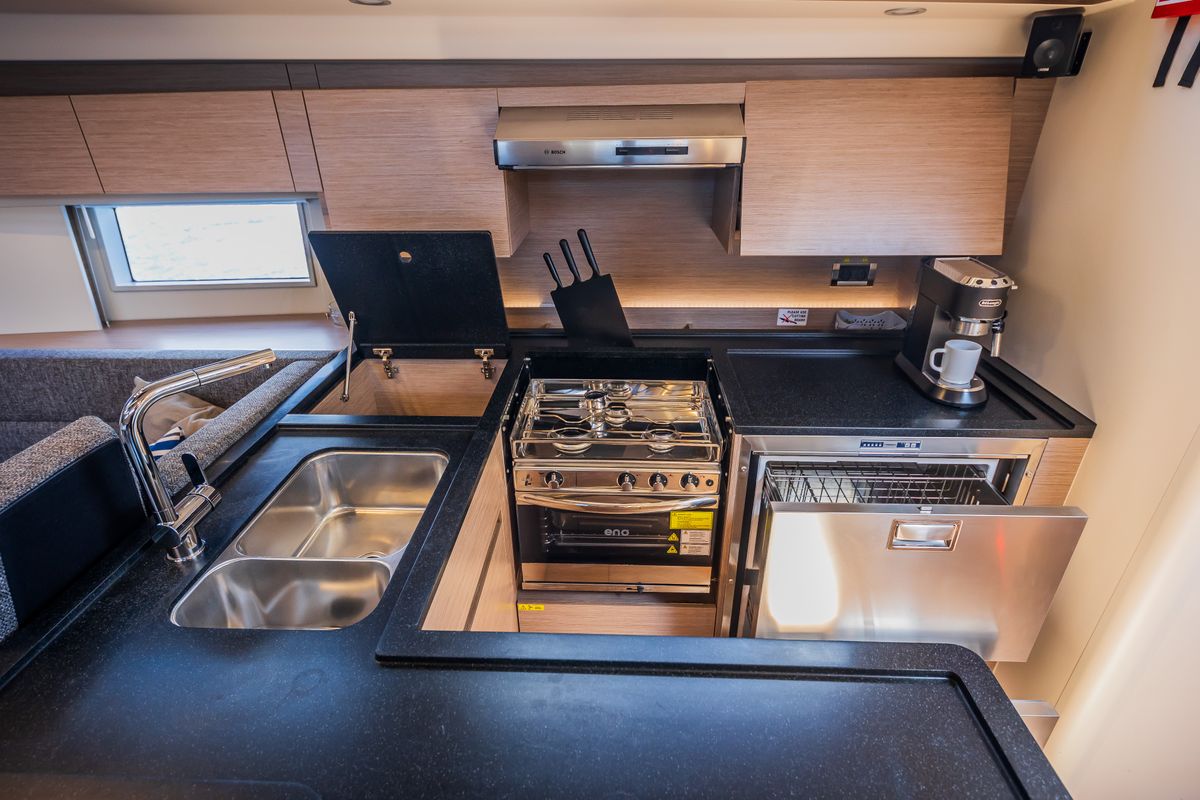 Galley of Oceanelle, a Hanse Yachts Hanse 588 sailboat at Seget Donji, Croatia