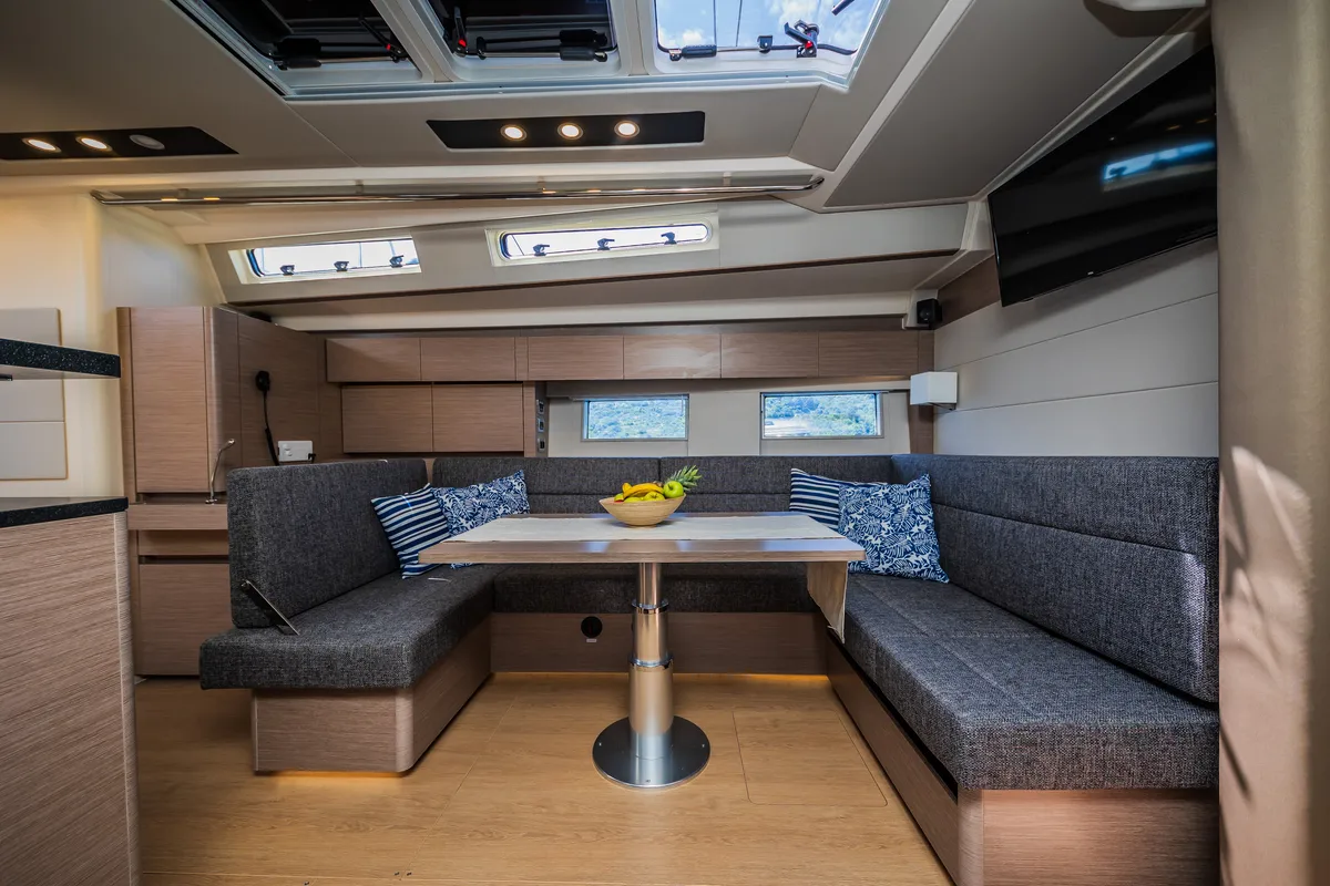 Salon of Oceanelle, a Hanse Yachts Hanse 588 sailboat at Seget Donji, Croatia