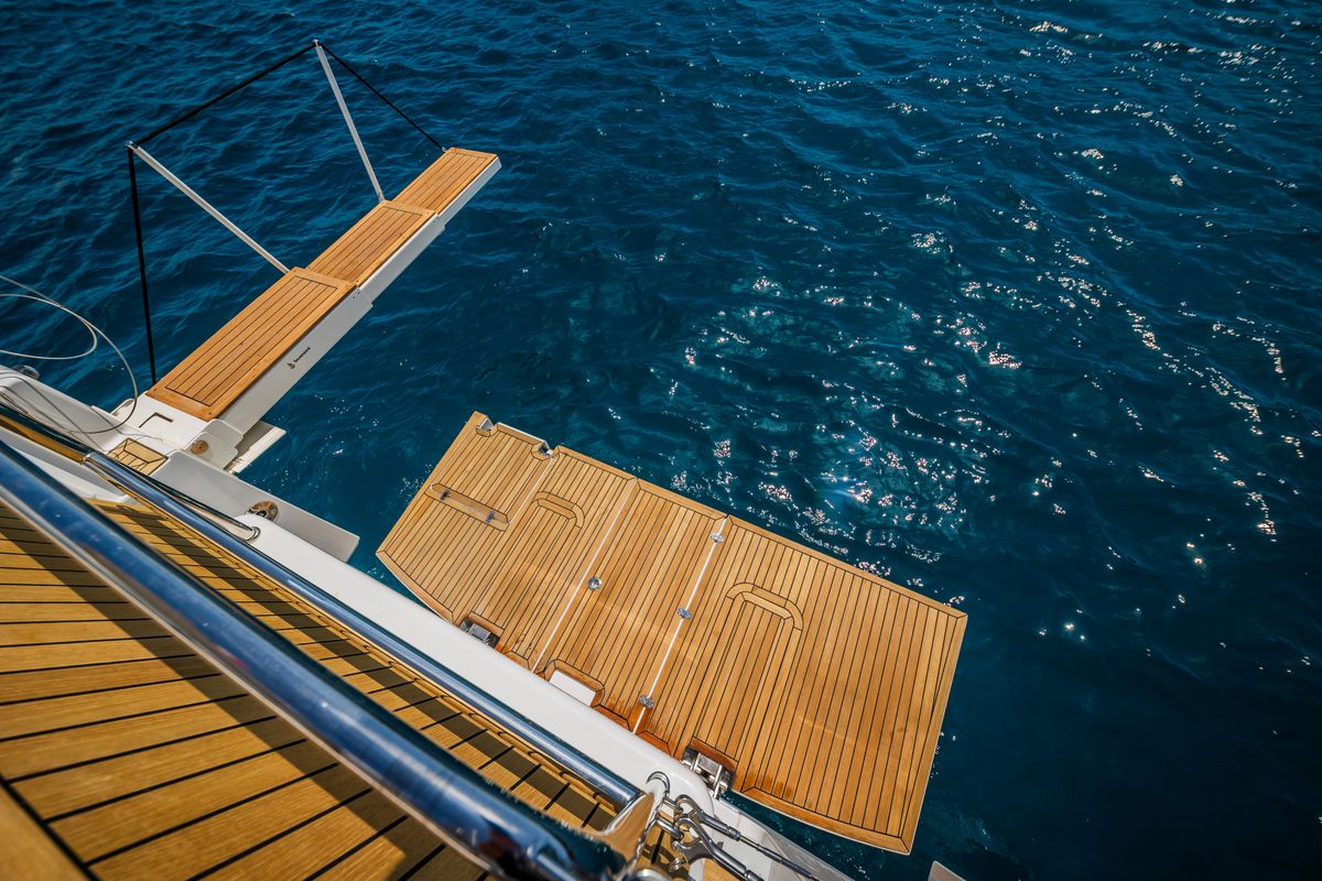 Deck of Oceanelle, a Hanse Yachts Hanse 588 sailboat at Seget Donji, Croatia