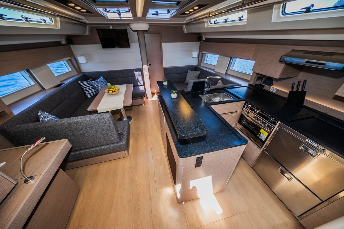 Salon of Oceanelle, a Hanse Yachts Hanse 588 sailboat at Seget Donji, Croatia