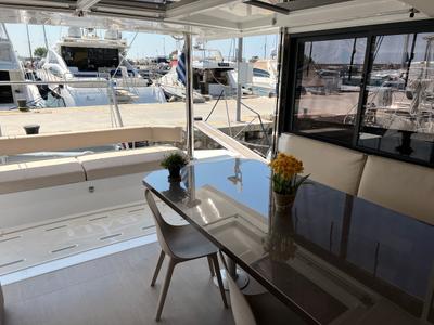 Deck of Freedom, a Bali 4.6 catamaran at Athens, Greece