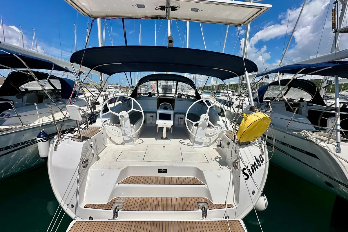 Cockpit of Simba, a Bavaria Cruiser 46 sailboat at Općina Sukošan, Croatia