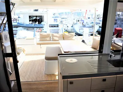 Galley of Ocean Runner, a Fountaine Pajot Astrea 42 catamaran at Općina Medulin, Croatia