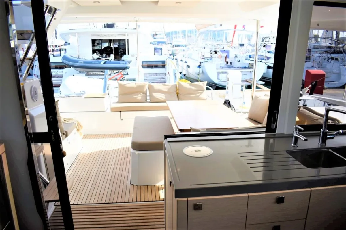 Galley of Ocean Runner, a Fountaine Pajot Astrea 42 catamaran at Općina Medulin, Croatia