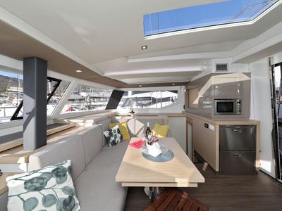 Salon of Ocean Runner, a Fountaine Pajot Astrea 42 catamaran at Općina Medulin, Croatia