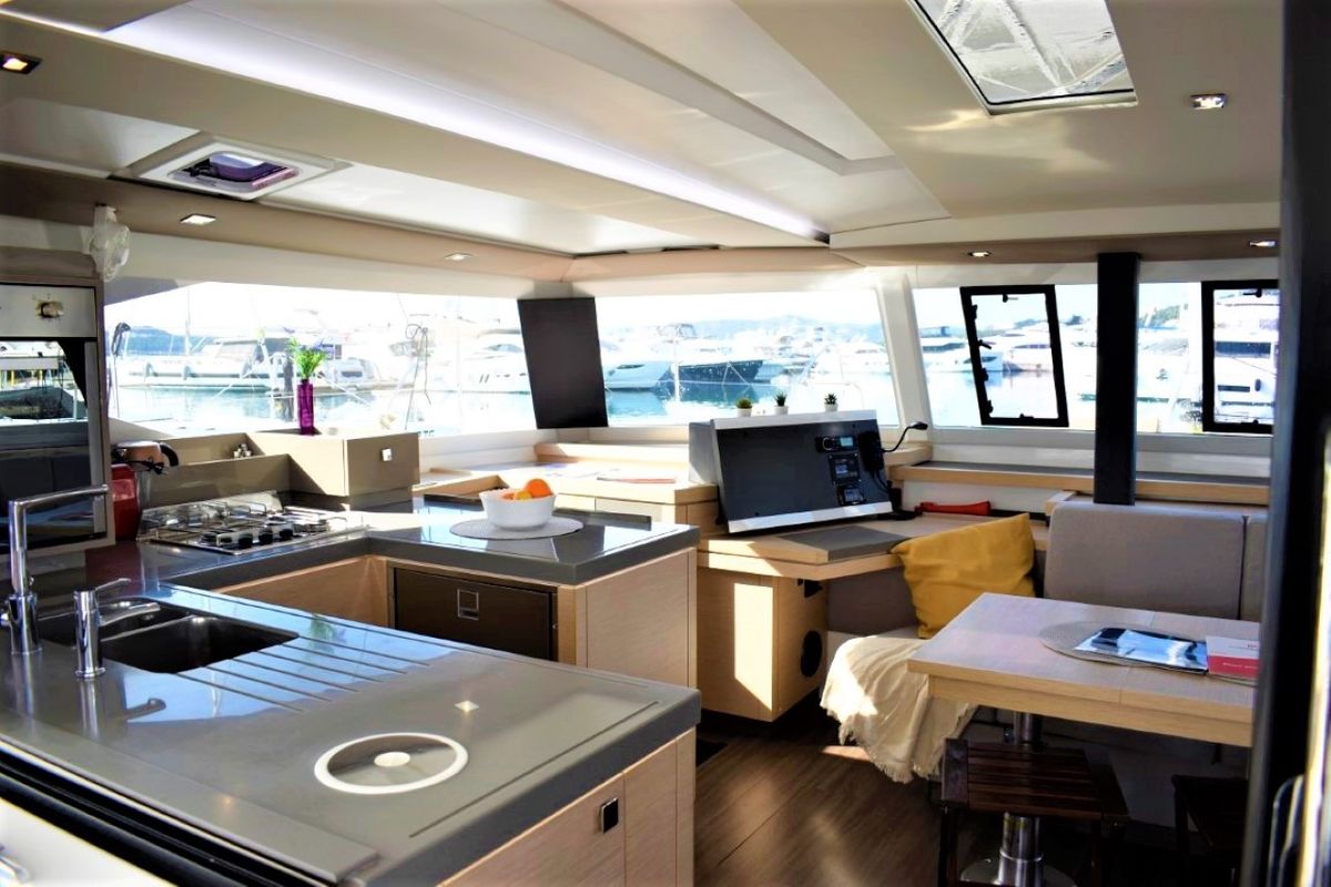 Galley of Ocean Runner, a Fountaine Pajot Astrea 42 catamaran at Općina Medulin, Croatia