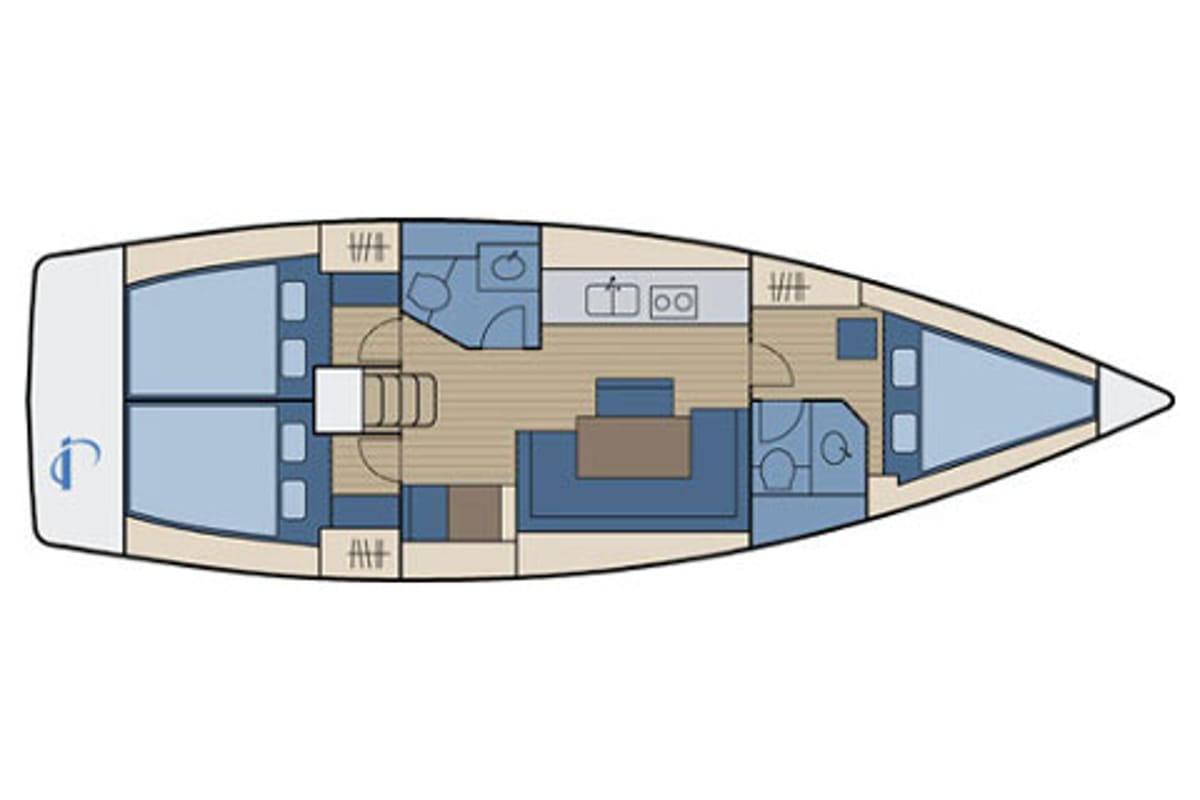 Floor plan of SPIRIT OF STYRIA, a Bavaria Cruiser 40 sailboat at Primošten, Croatia