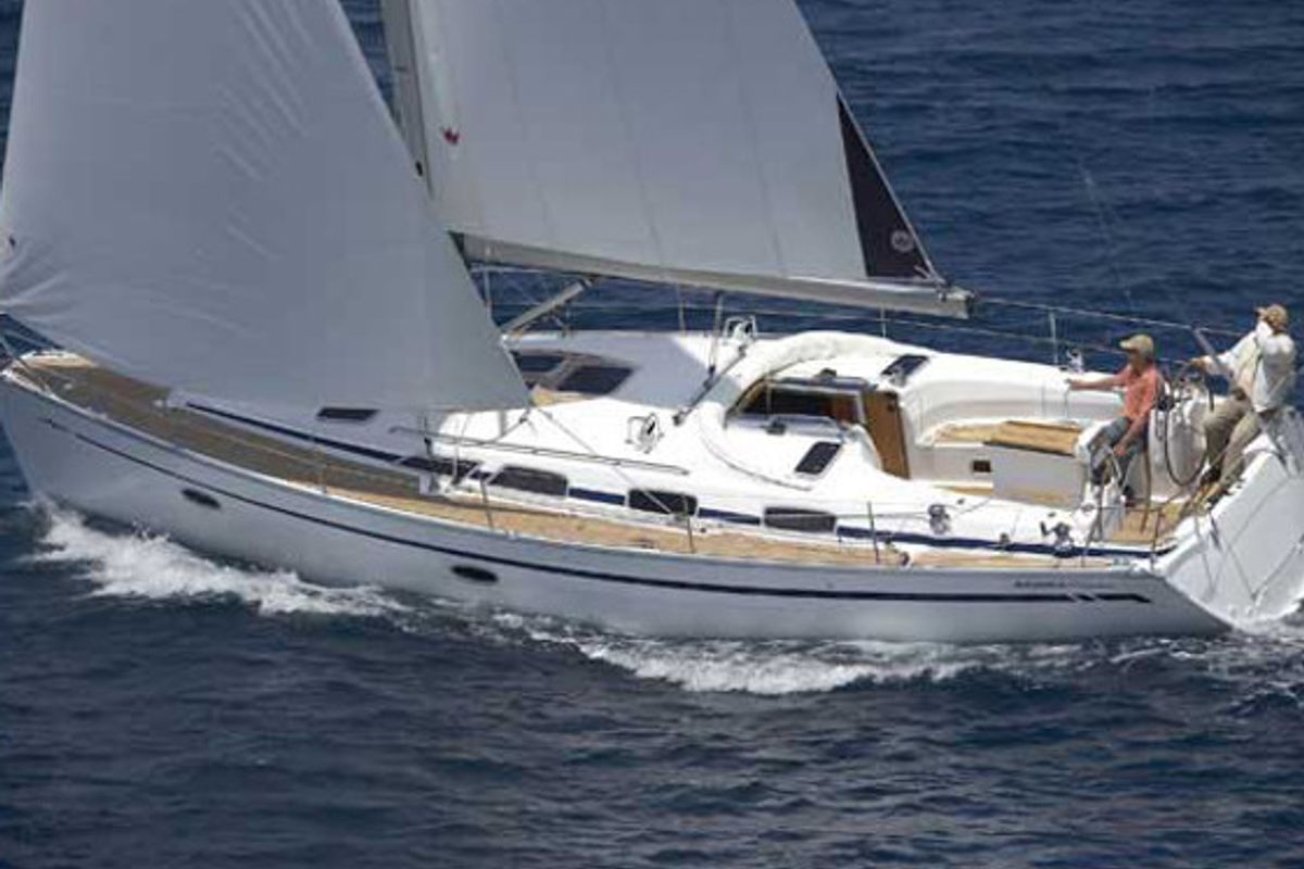 Exterior view of SPIRIT OF STYRIA, a Bavaria Cruiser 40 sailboat at Primošten, Croatia