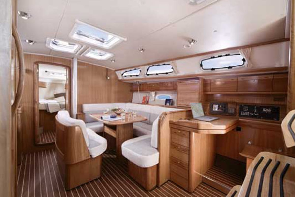 Salon of SPIRIT OF STYRIA, a Bavaria Cruiser 40 sailboat at Primošten, Croatia