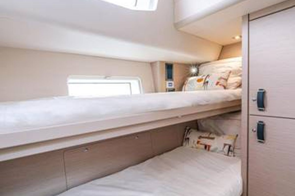 Cabin on Uranos, a Jeanneau 65 sailboat at Lavreotiki Municipal Unit, Greece