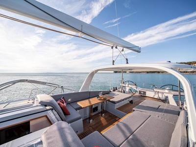 Deck of Uranos, a Jeanneau 65 sailboat at Lavreotiki Municipal Unit, Greece