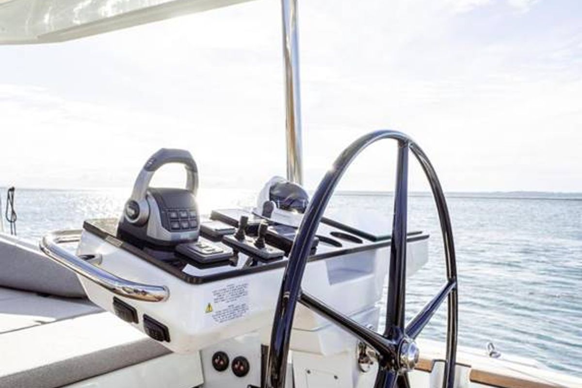 Cockpit of Uranos, a Jeanneau 65 sailboat at Lavreotiki Municipal Unit, Greece