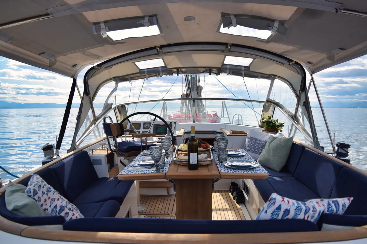Marina Blue, a Beneteau Beneteau 57 sailboat at Sithonia Municipal Unit, Greece