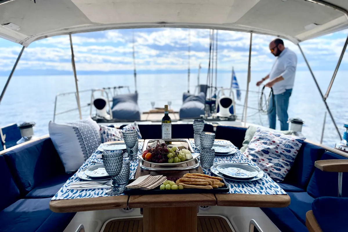Marina Blue, a Beneteau Beneteau 57 sailboat at Sithonia Municipal Unit, Greece