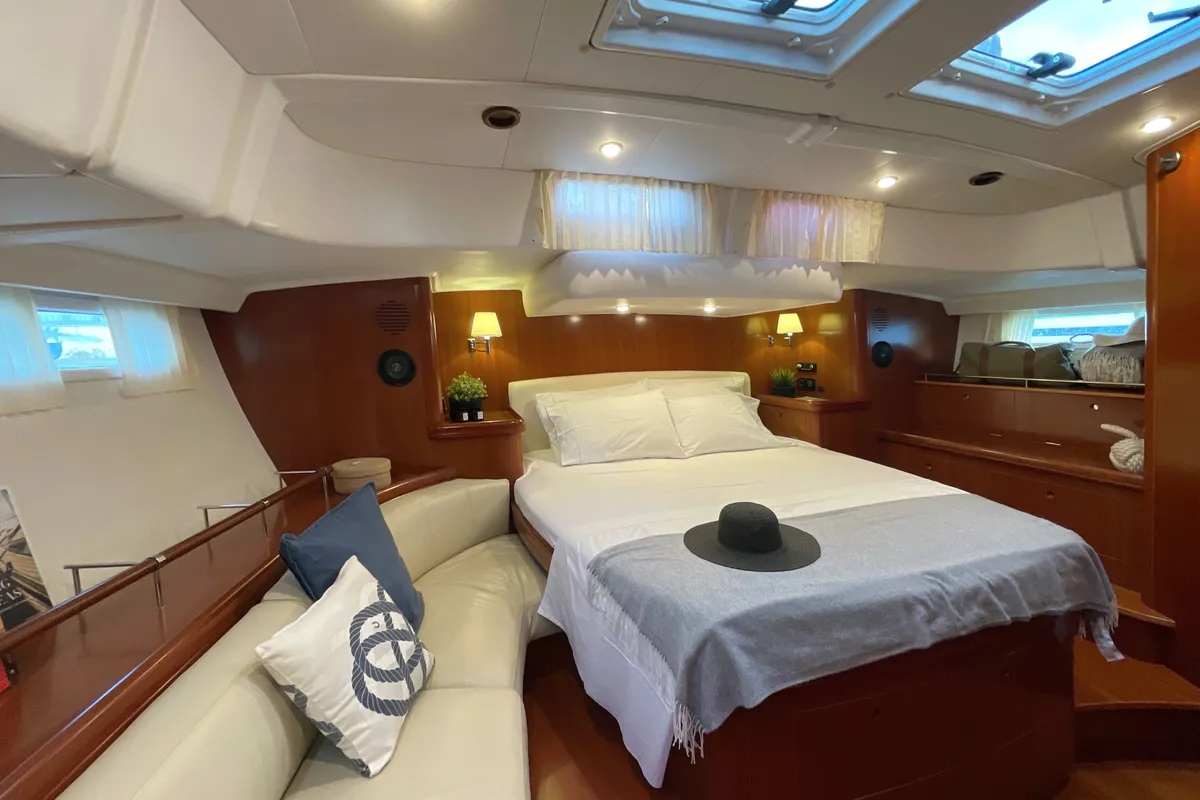 Marina Blue, a Beneteau Beneteau 57 sailboat at Sithonia Municipal Unit, Greece