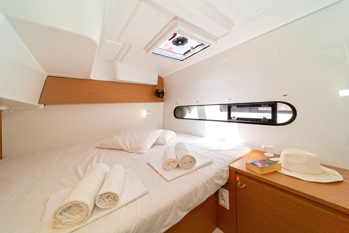 Cabin on Geva Mare X, a Excess 11 catamaran at Municipal Unit of Rhodes, Greece