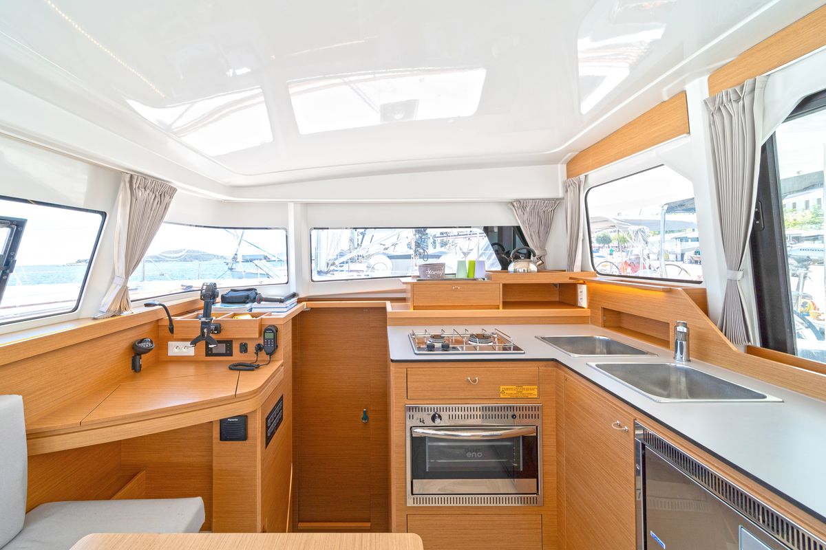 Galley of Geva Mare X, a Excess 11 catamaran at Municipal Unit of Rhodes, Greece