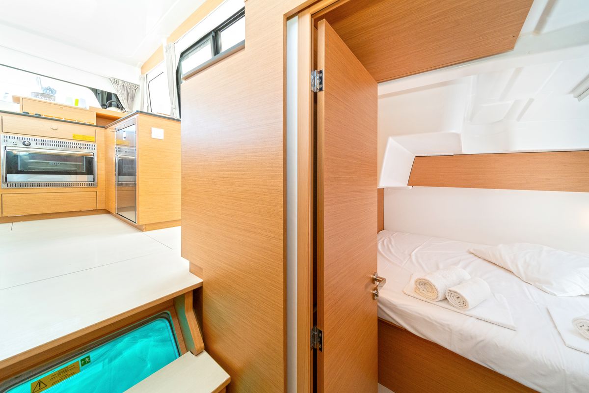 Cabin on Geva Mare X, a Excess 11 catamaran at Municipal Unit of Rhodes, Greece