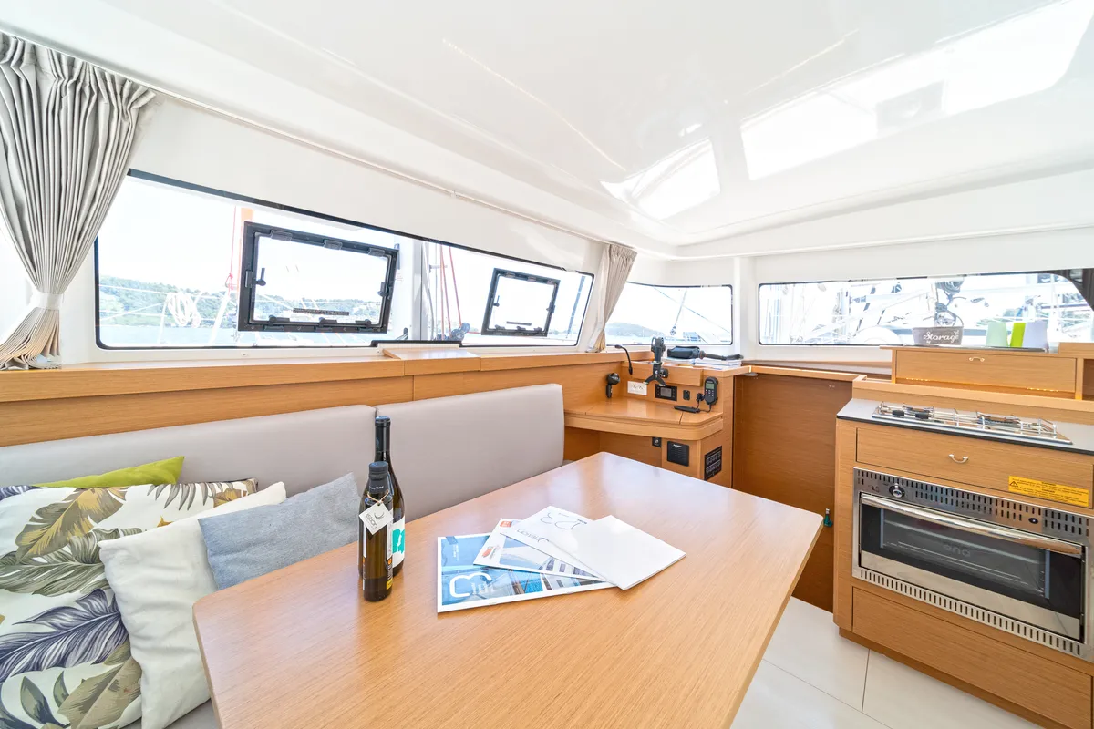 Salon of Geva Mare X, a Excess 11 catamaran at Municipal Unit of Rhodes, Greece