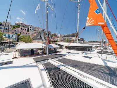 Deck of Geva Mare X, a Excess 11 catamaran at Municipal Unit of Rhodes, Greece