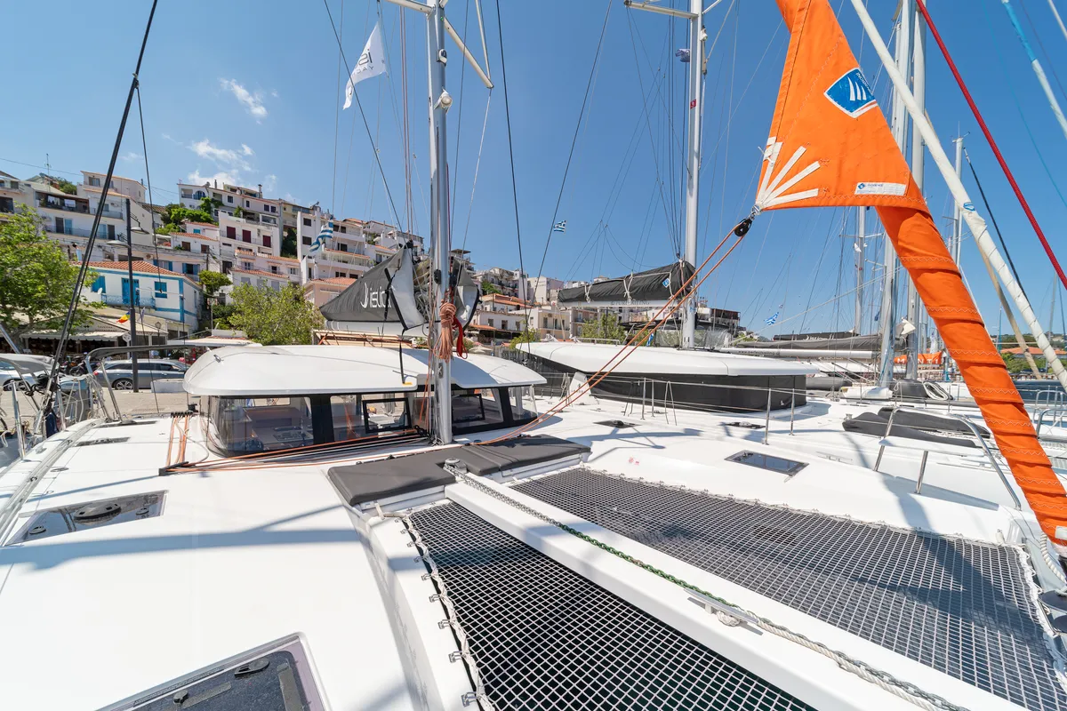 Deck of Geva Mare X, a Excess 11 catamaran at Municipal Unit of Rhodes, Greece