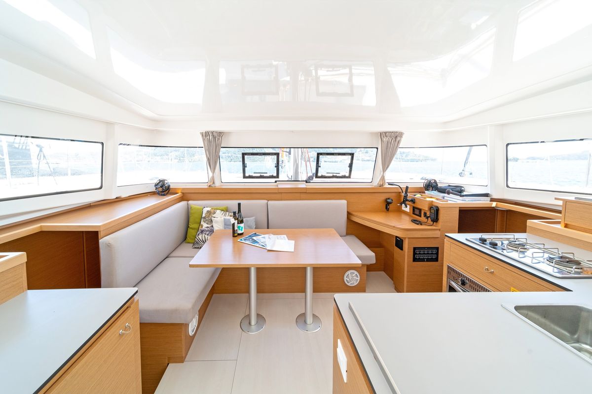 Salon of Geva Mare X, a Excess 11 catamaran at Municipal Unit of Rhodes, Greece