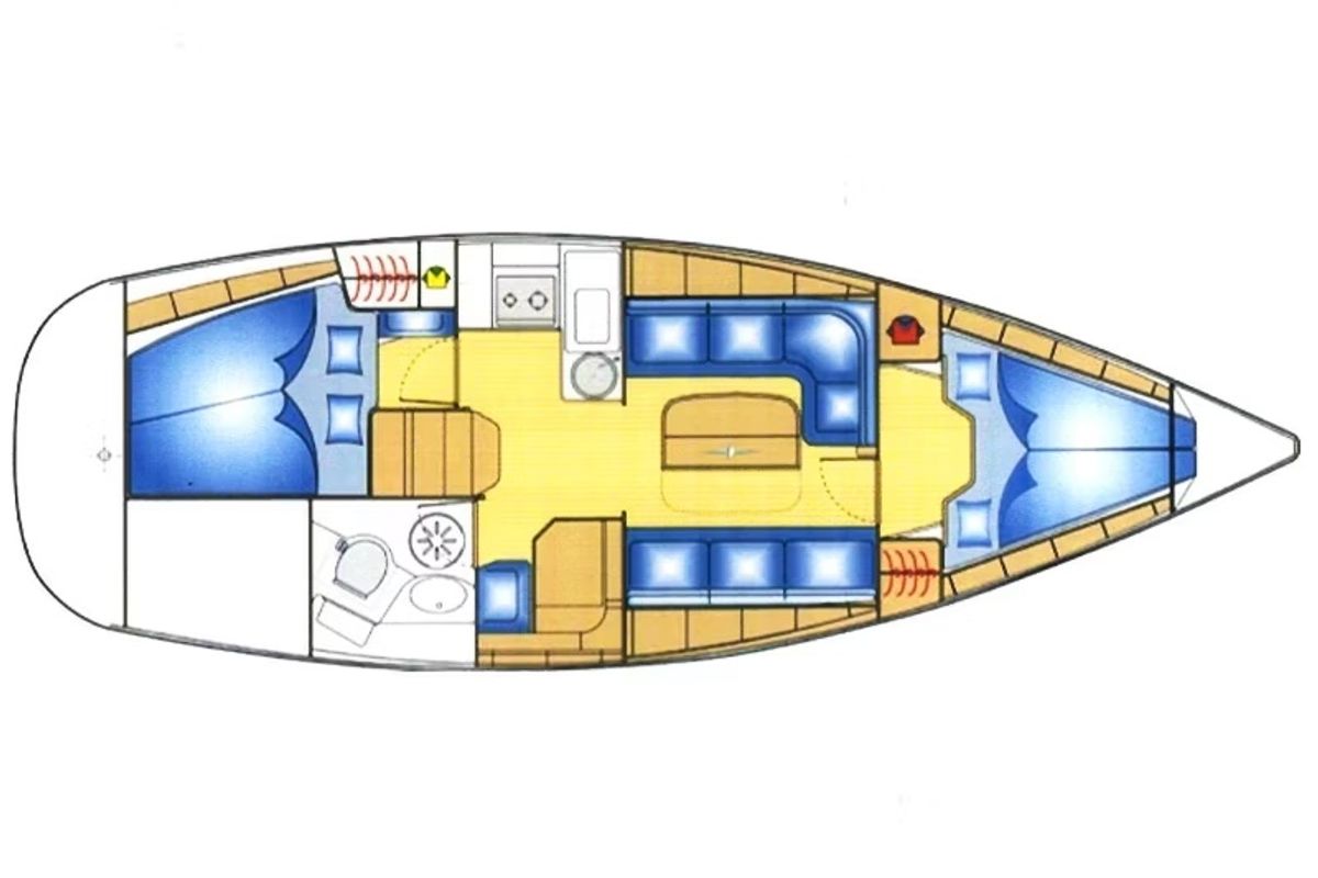Floor plan of Konstantinos, a Bavaria 33 Cruiser sailboat at Municipal Unit of Lefkada, Greece