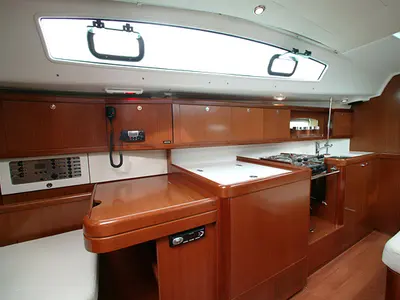 Galley of Tosca, a Beneteau Oceanis 40 sailboat at Municipal Unit of Elefsina, Greece