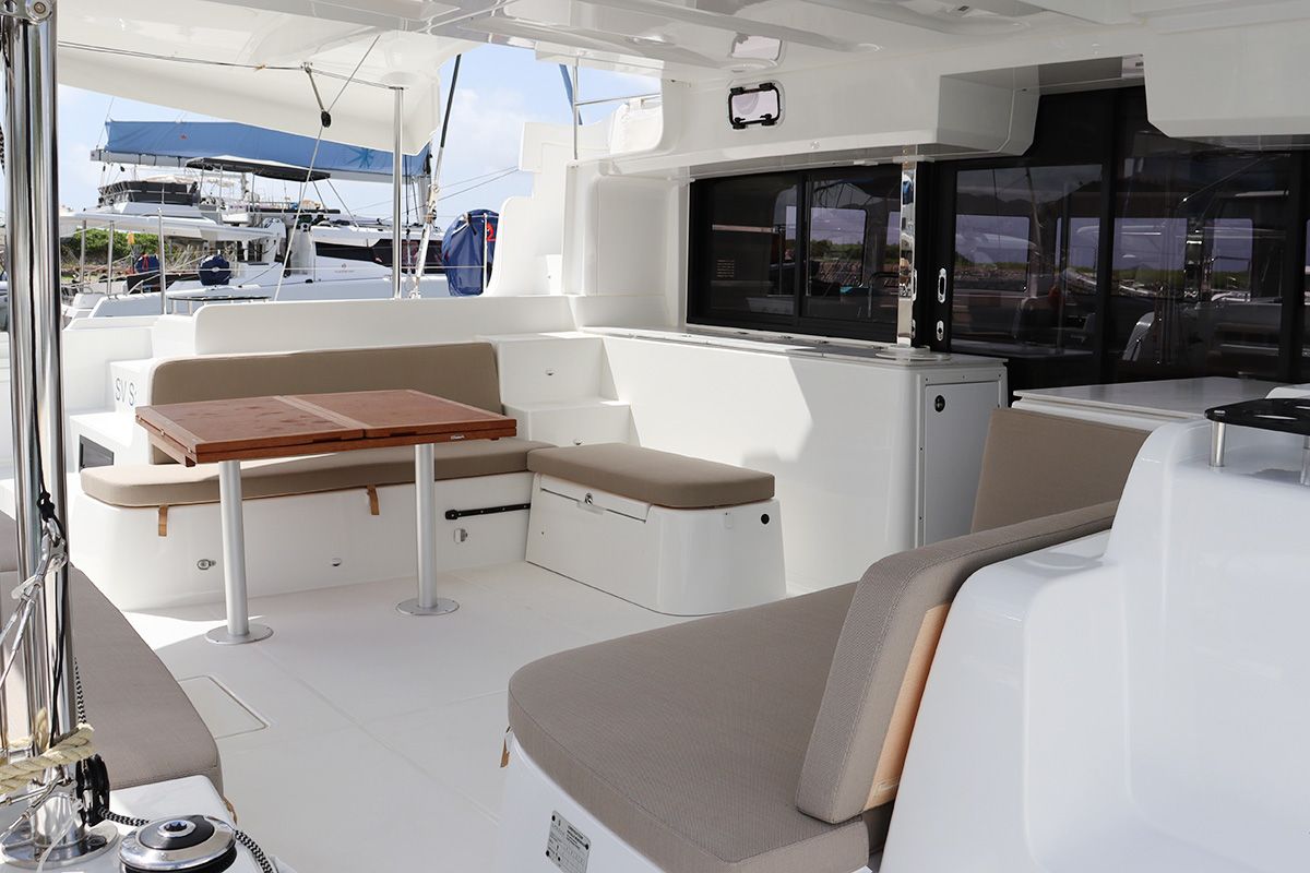 Deck of SV SailMates, a Lagoon 46 catamaran at Road Town, British Virgin Islands