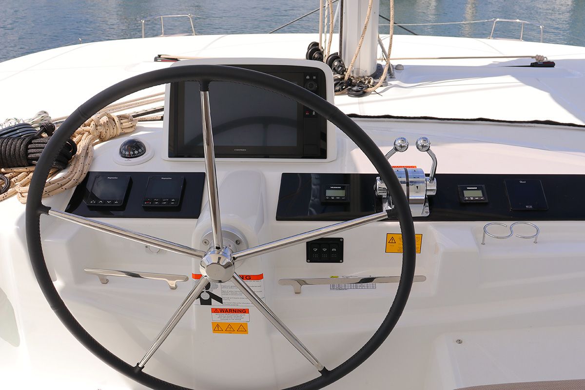 Cockpit of SV SailMates, a Lagoon 46 catamaran at Road Town, British Virgin Islands