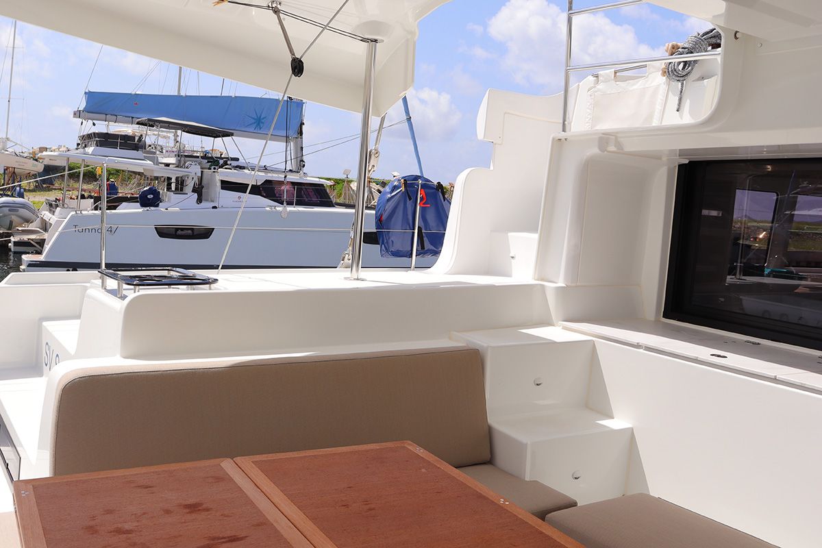 Deck of SV SailMates, a Lagoon 46 catamaran at Road Town, British Virgin Islands