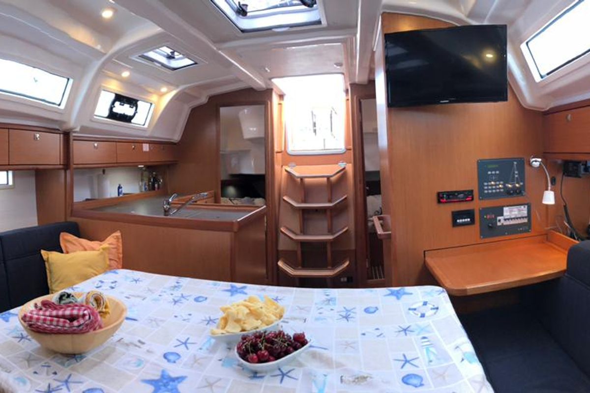 Salon of Lana 3, a Bavaria Cruiser 37 sailboat at Split, Croatia