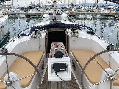 Cockpit of Lana 3, a Bavaria Cruiser 37 sailboat at Split, Croatia
