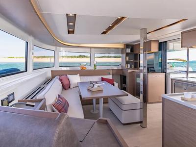 Salon of Theloulisa, a Lagoon 46 catamaran at Ajaccio, France